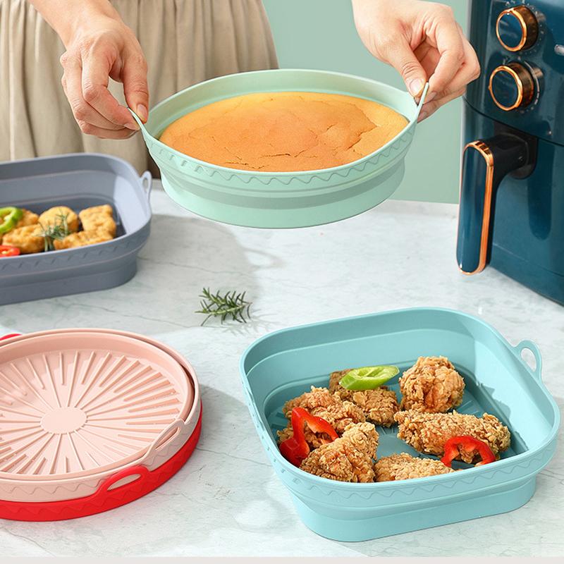 Reusable Air Fryer Silicone Basket Oven Baking Tray Airfryer Silicone Pot For Pizza Fried Chicken Grill Pan Mat Kitchen Tool