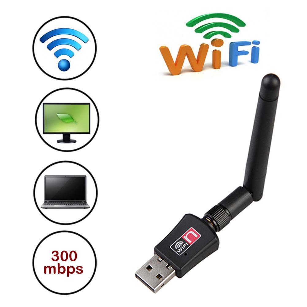 Driver-Free USB WiFi Network Card: Wireless Receiver/Transmitter with External Antenna, 300M.