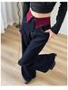 Women's Color Block Micro Flare Jeans, High Waist, Slimming Spliced Design, Loose, Floor-Length, Autumn/Winter 2024