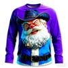 Christmas Men's long sleeved T-shirt Santa Claus pattern print t shirt for man New Year men's round neck T-shirt Men's clothing