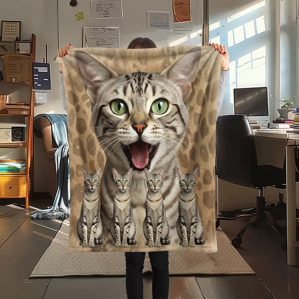 1 Stück Süße Katze 3D-Druck Flanelldecke, Hohe Qualität, Bequem für alle Jahreszeiten, Heimdekoration, Wärme und Komfort, Perfekt für Geschenke
