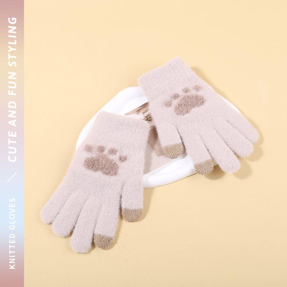 Touchscreen Knitted Wool Mittens Thicken Outdoor Cycling Gloves Full Finger Guantes  Women Men