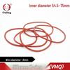 Roter Silikon Wasserdichter O-Ring Dichtung, Innendurchmesser 54,5/75mm, Drahtdurchmesser 1,8mm, Temperaturbeständig, Gute Elastizität Gummi Ring