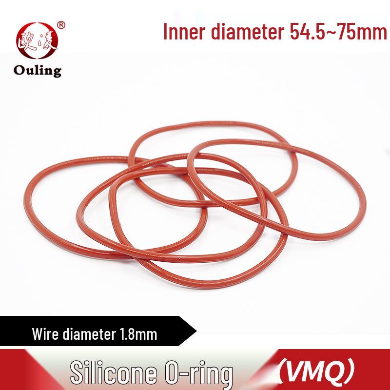 Red Silicone Waterproof O-Ring Seal, Inner Diameter 54.5/75mm, Wire Diameter 1.8mm, Temperature Resistant, Good Elasticity Rubber Ring 54.5x1.8mm Red Silicone O-ring (1 piece)