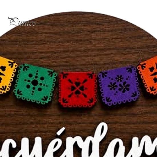 Dia De Los Muertos Decoration Sugar Skull Plate for Day of Dead, Wooden Round Dish with Tabletop Display Stand, Floral