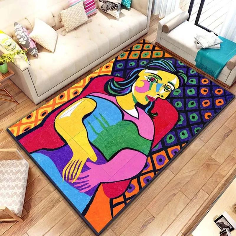 Picasso Abstract Realism Painting Artistic Rug for Bedroom Floor Mat Carpet Living Room Home Decor Rug Soft Flannel Mat Area Rug