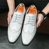 White Brogue Wedding Shoes Fashion Formal Dress Mens Business Leather Shoes Black Suit Office Oxford British Style Shoes For Men
