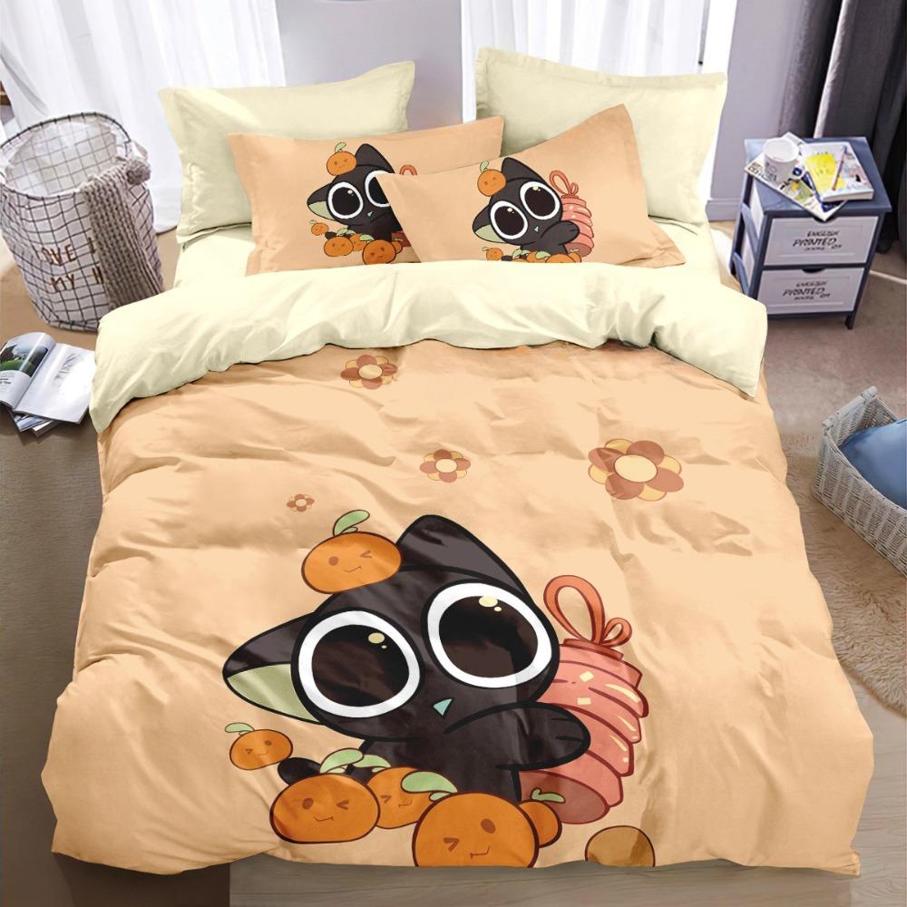Cartoon Animal Motif,Microfibre Bedding Sets, Children's Bed Linen with Zip Room Decor Duvet Cover for Teenagers Adult 3-Piece