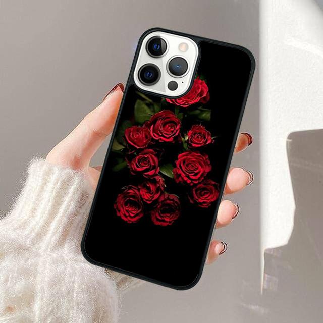 Bright Red Rose Flowers Phone Case For iPhone 17 Air 13 12 14 15 16  Cover For Apple 11 Pro Max Plus Coque