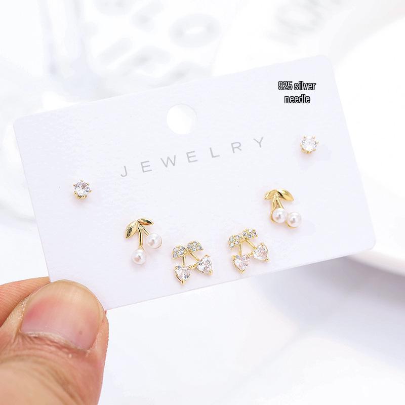 Korean Minimalist Geometric Trio Set: Cute Metal Stud Earrings for Women
