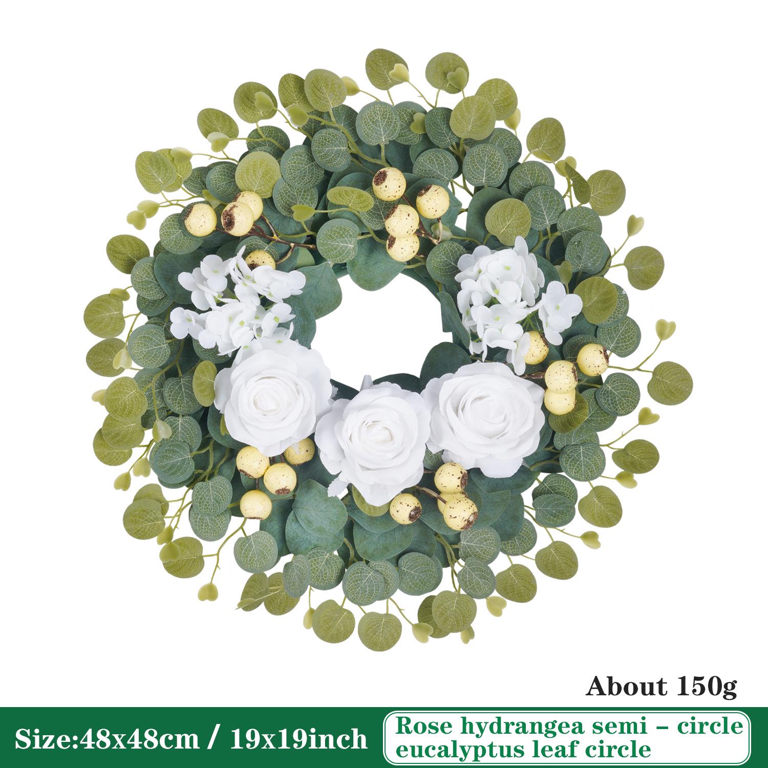 Искусственный венок-полукруг  Эвкалипт и Розовая Гортензия  для Декора Дома