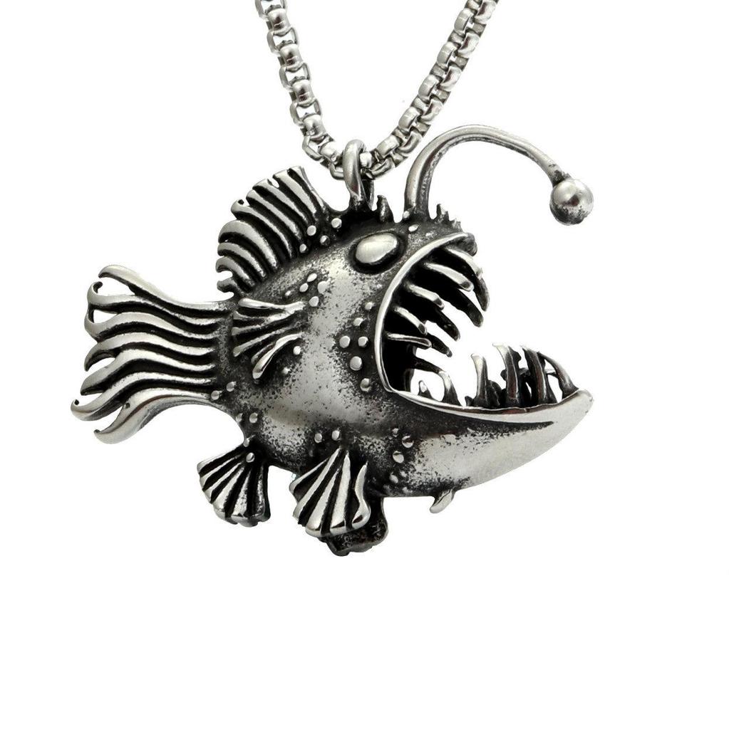 Men's European & American Retro Style Stainless Steel Fish Necklace - 2025 Collection