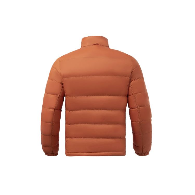 Li Ning Logo Print Stand Collar Down Jacket Men Outerwear Brown AYMR145-5