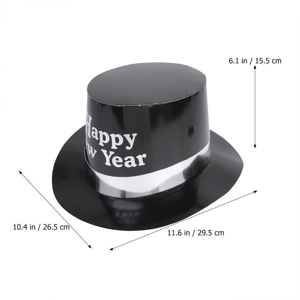 

3Pcs Happy New Year Top Hats Black Gold Foil Party Hats for Nye Gathering Festive Headwear Party Accessories 2026 Event Supplies белый