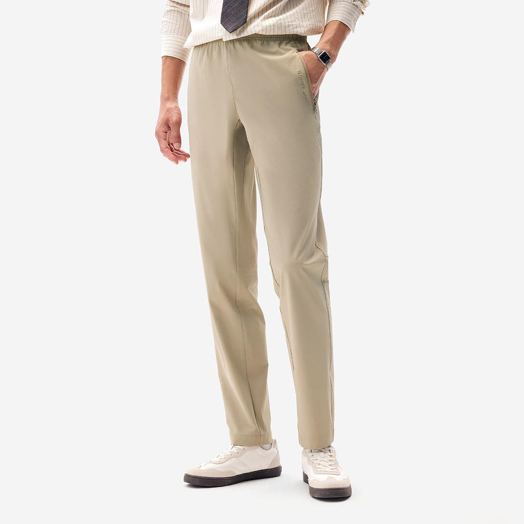 Li Ning Simple Comfortable Versatile Solid Color Straight Leg Casual Mid Waist Sports Pants Men Bottoms AYKV937-3