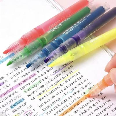 6pcs Visible Ink Straight Liquid Highlighter Marker Pens, High Capacity for Students Study Notebook Crafts