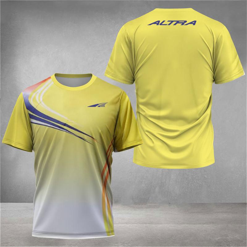 Men's T-shirt Fast Drying Badminton Training Clothes Table Tennis Clothes Printed Running Tees Unisex Breathable Sportswear Tops