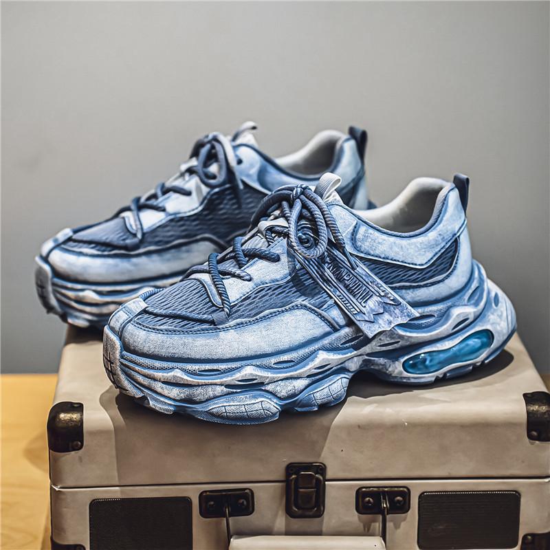 2024 New Retro Style Sports Shoes, Casual and Breathable Running Thick Soled Sports Shoes, Men's Lace Up Height Increasing Shoes