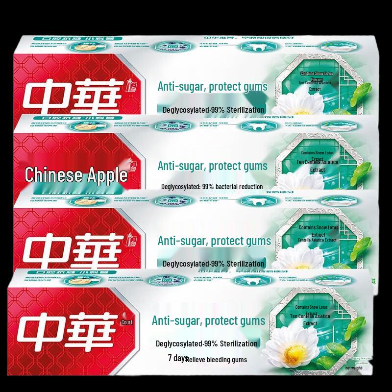 Zhonghua Anti-Sugar Gum Care Toothpaste, Morning Dew Grass Flavor (4 x 90g)