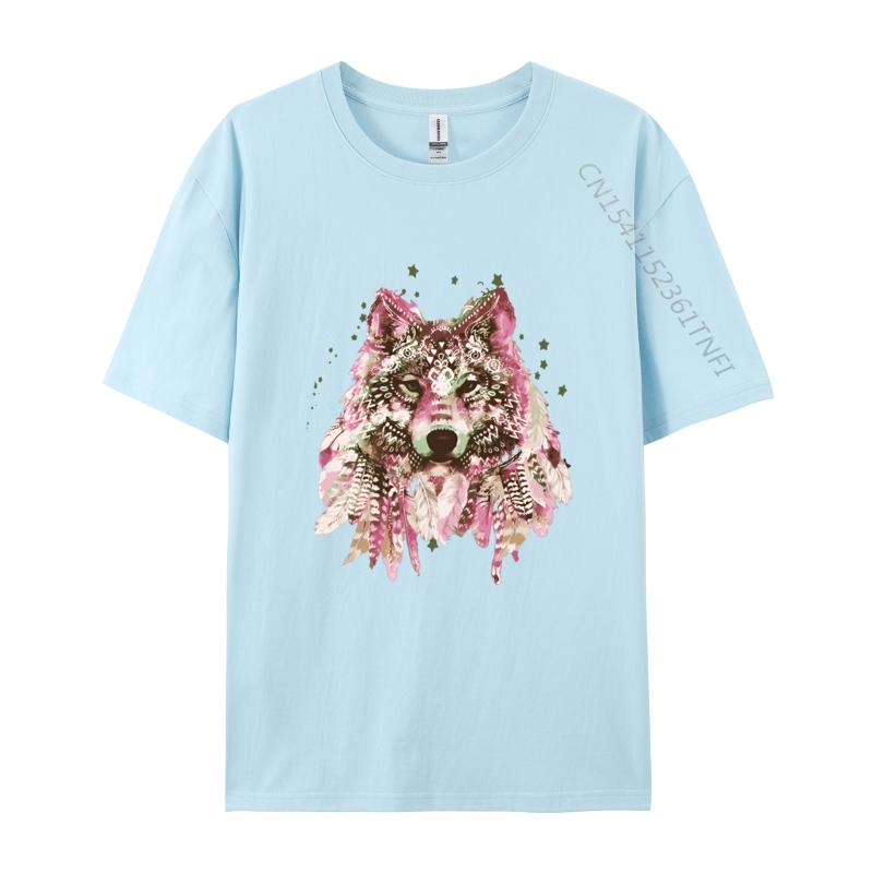 Clothing Native American Wolf Head Tribal TShirt Men New Design Crazy Tops T Shirt Cotton T Shirts Design