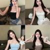 Women's Summer Lace Camisole Short Ruffled Vest Patchwork Slim Fit Lining Hot Girl Chest Pad Sexy Top