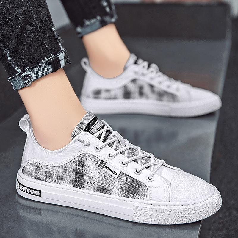 Fashion Casual Sneakers Lace-up Male Shoes Breathable Canvas Shoes Outdoor Jogging Sports Shoes Street Board Shoes Walking Shoes