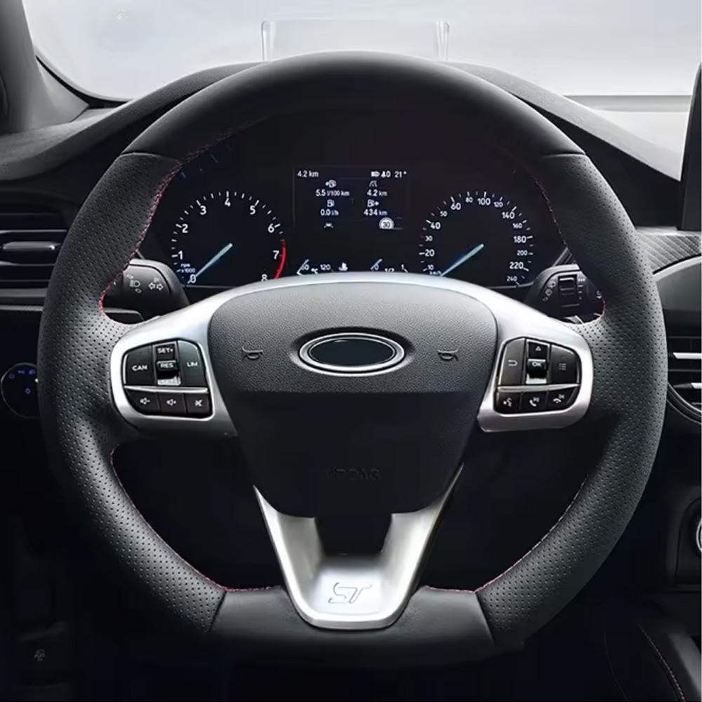 Car Steering Wheel Button Frame Cover Trim Interior Accessories For Ford Focus Kuga Escape 2019 -2022 Fiesta MK8 Bronco