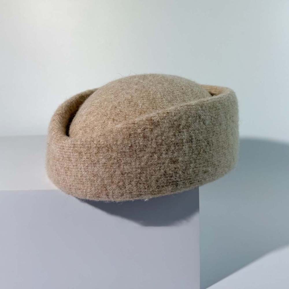Soft Stewardess Pillbox Hat Solid Color Warm Beanie Bonnet Solid Color Fedora Female Professionals