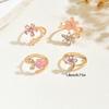4Pcs Romantic Flower Ring Set Rose Enamel Crystal Imitation Pearl Open Stackable Rings For Women Spring/Summer Party Daily Wear