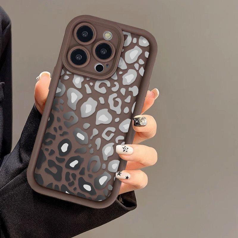 Black and gray leopard print for iPhone17 ProMax mobile phone case 14 Apple 13 matte 12/15 Premium 11
