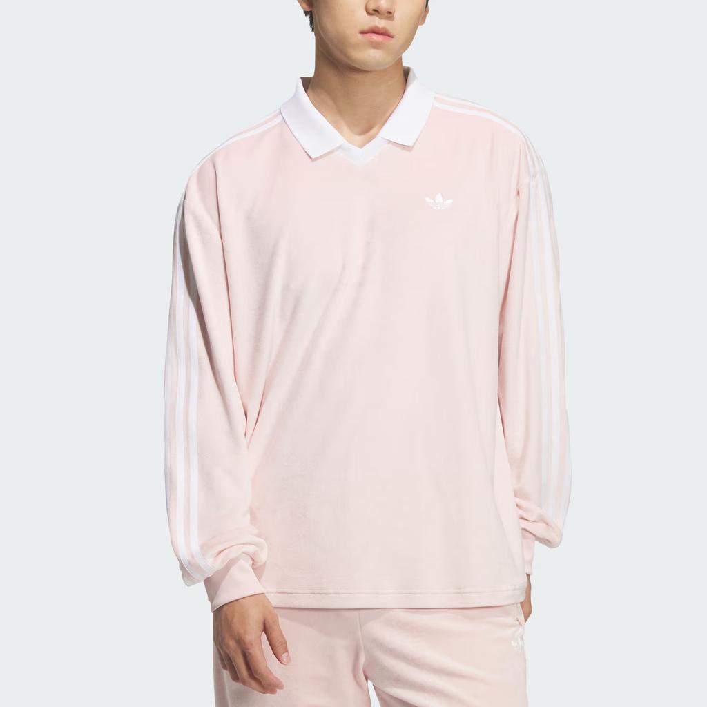 Adidas Originals Velour Soft Knit Sports Long Sleeve Polo Shirt Unisex tops KQ5487
