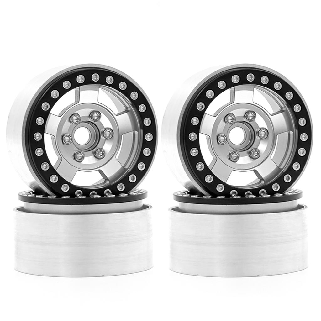 Aluminum Alloy Wheel Rim Beadlock Wheel Rims Hub 4pcs Replacement for 1/10 TRX4 Axial SCX10 90046