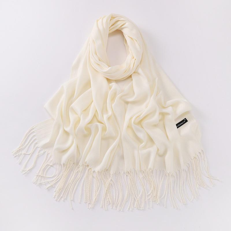 Autumn and winter various solid color imitation cashmere scarves women's monochrome thickened warm fringed shawl scarf scarf bright red scarf