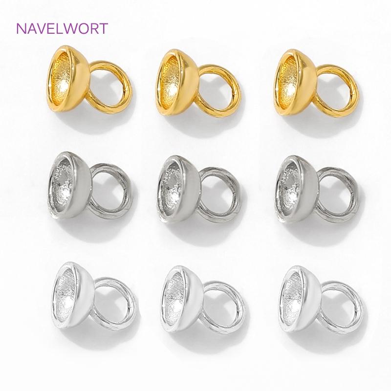10/20Pcs Crimp Beads 18K Gold Plated Brass Bead End Cap with Loop,End Caps For Jewelry,DIY Bracelet Jewelry Making Accessories