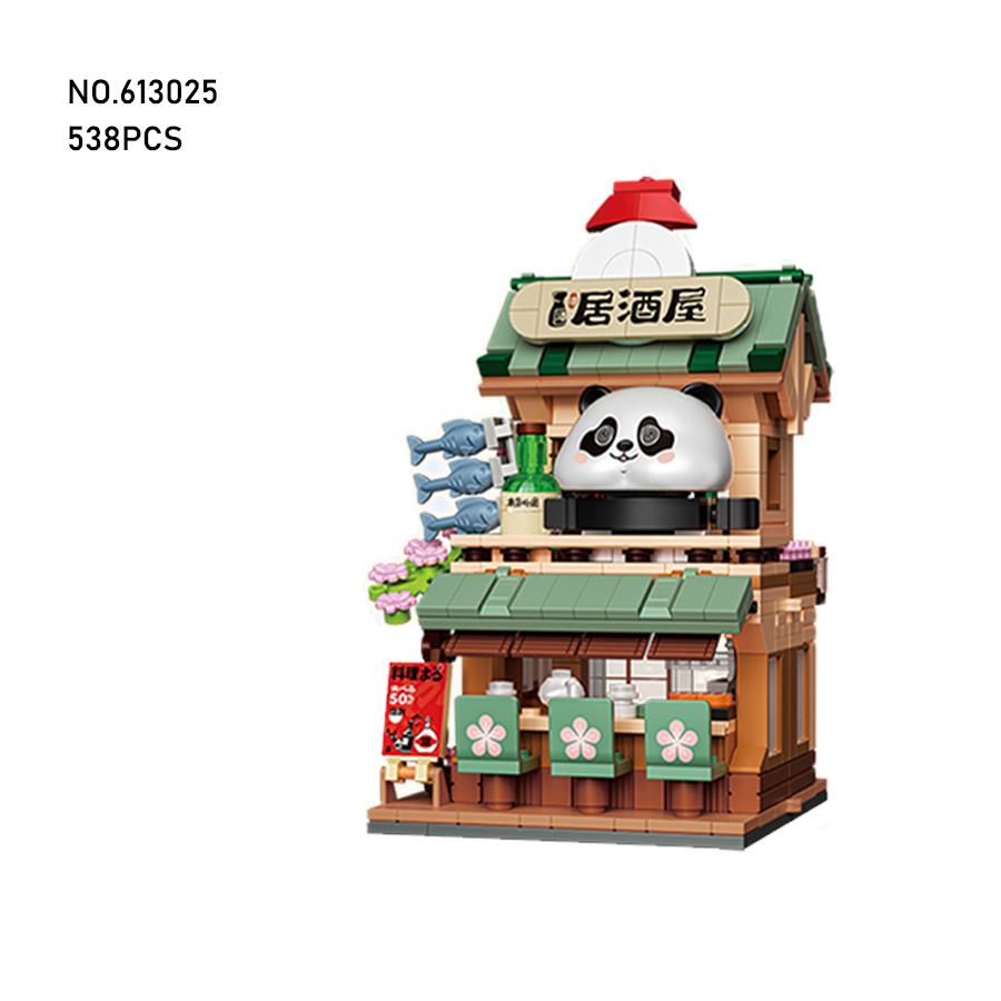 Non-Toxic Japanese Street View Building Blocks Mini Bricks Panda Izakaya Coffee Shop Mini House Building Toys Gifts For Kids