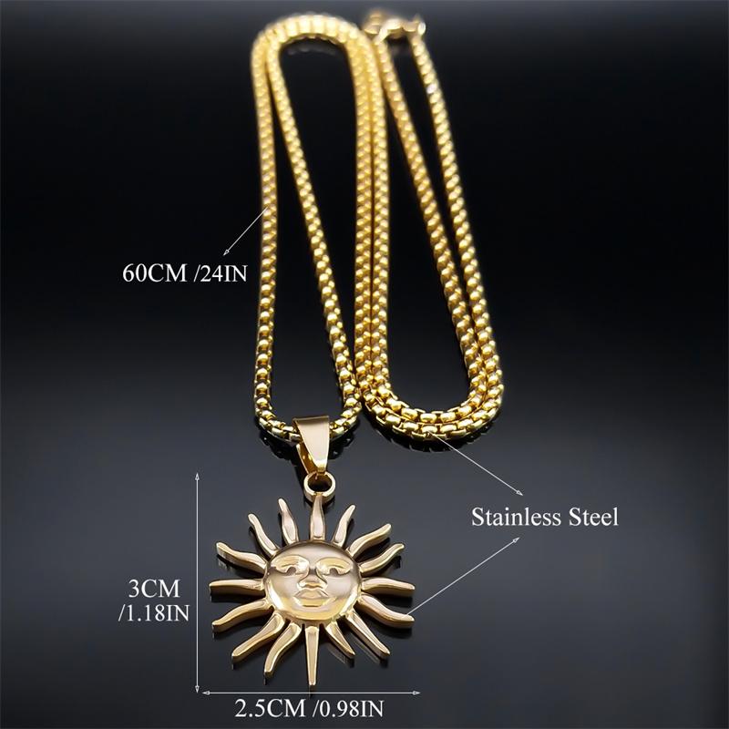 Witchcraft Retro Sun Goddess Necklace for Women/Men Stainless Steel Gold Color Vintage Necklaces Jewerly Collar Mujer NHH16S02