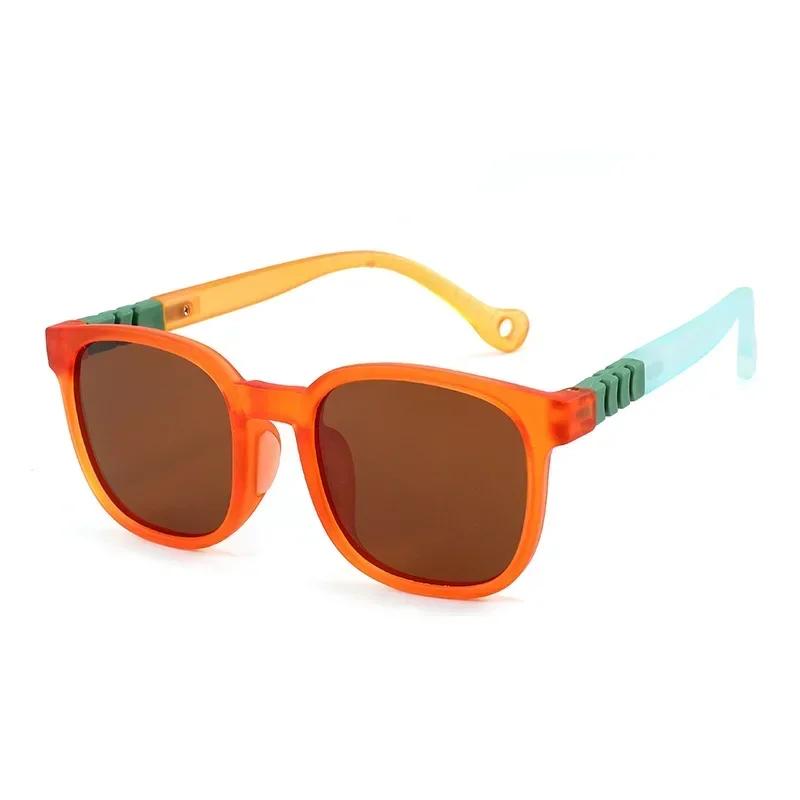 Fashion Kids TR90 Square Sunglasses Contrasting Colours Jelly Colorful Frame Polarized Lens UV400 Boys Girls Age 3-12