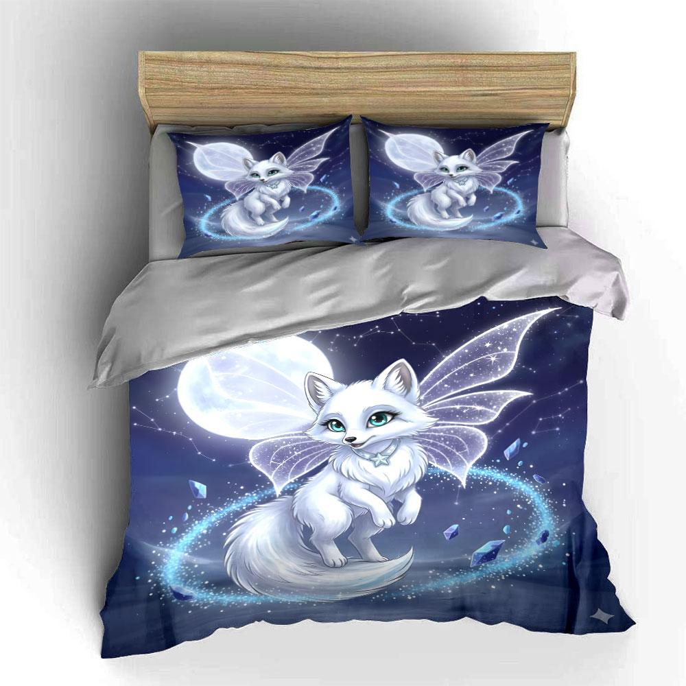 Mystical Moonlit Fox Bedding Sets Duvet Covers Pillowcases(1* Duvet Cover 2* Pillowcases Without Duvet Insert)
