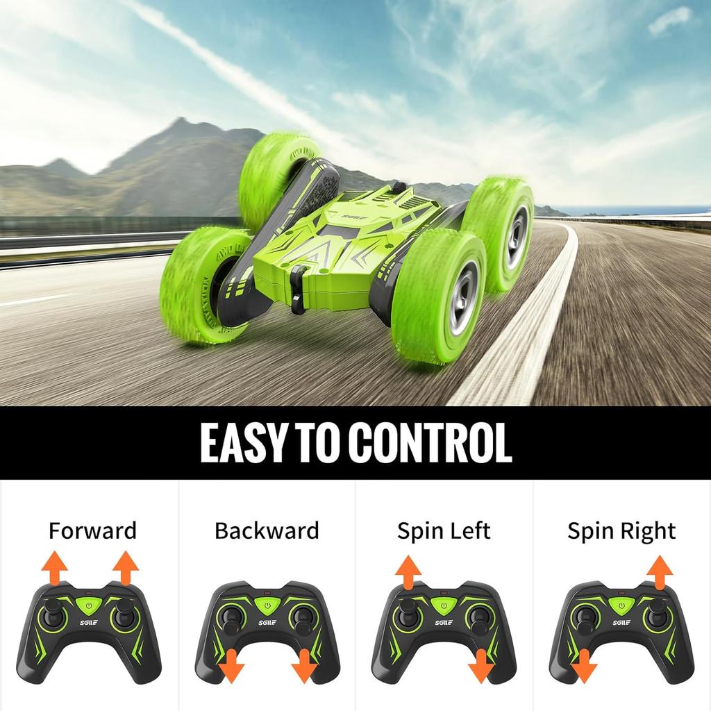 RC Stunt Car Toy Gift, 4WD Remote Control Car with 2 Sided 360 Rotating Rc Car for Kids