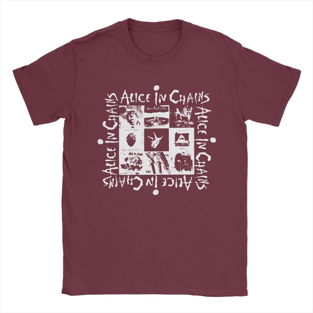 Camisetas de Rock Alice In Chains para Hombre Algodón Puro Camiseta Divertida Cuello Redondo Camisetas Manga Corta Ropa 4XL 5XL 6XL