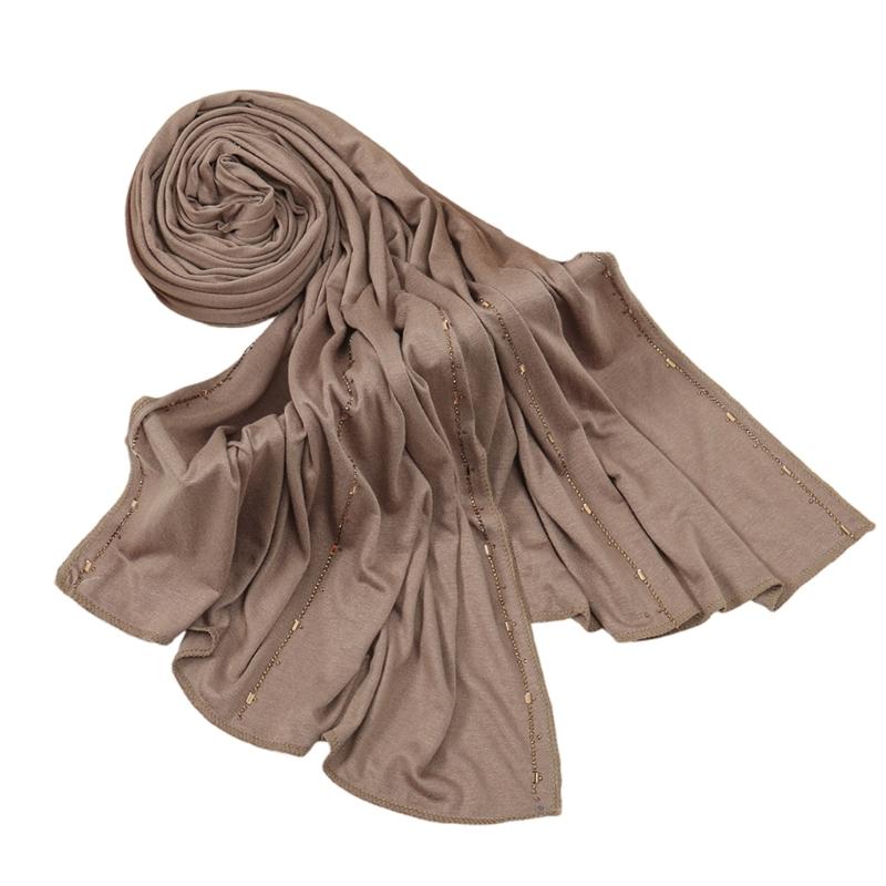 Elegant Rhinestones Embellished Mercerized Cotton Scarf For Women Lightweight Head Wrap Shawl Multifunctional Draping Accessory