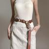 Women's 2025 High-End Leather Belt with Rivets - Trendy Wasteland Style for Skirts & Jeans