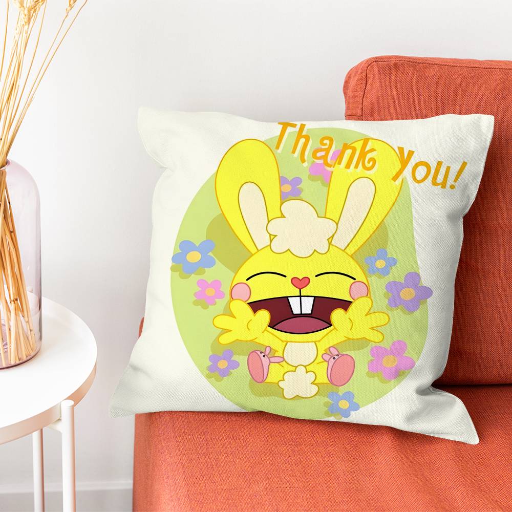 HHappy Tree Friends HTF Cuddles Pillow Case Silky Short Plush With Invisible Zipper Dustproof Sofa Cushion Cover For Home Decor