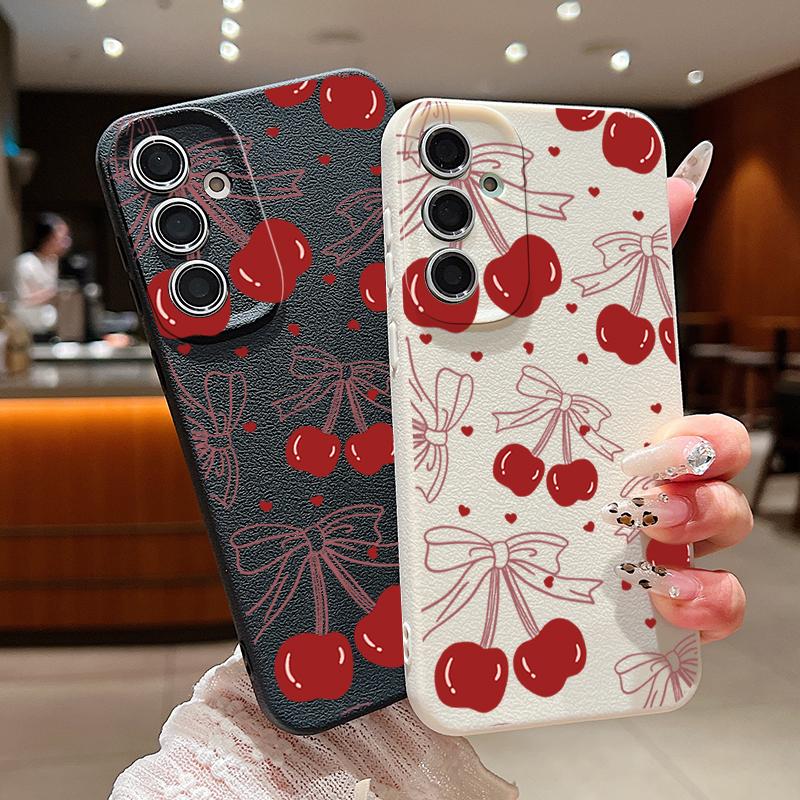 Cherry Fruits Case For Samsung Galaxy S25 S24 Ultra S23 Plus S22 S21 FE A15 A16 A25 A26 A34 A35 A36 A52 A53 A54 A55 A56 5G Capa