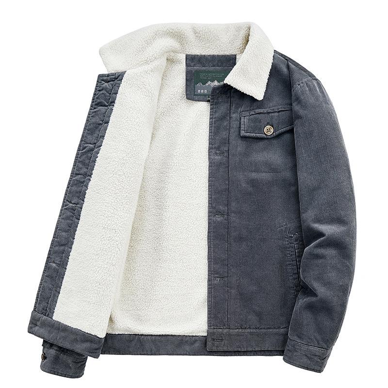 Chaqueta Nueva de Pana de Invierno para Hombre, Abrigo de Algodón Engrosado, Abrigo de Algodón Plus Terciopelo, Ropa de Trabajo de Talla Grande, Chaqueta Acolchada de Algodón con Lana de Cordero