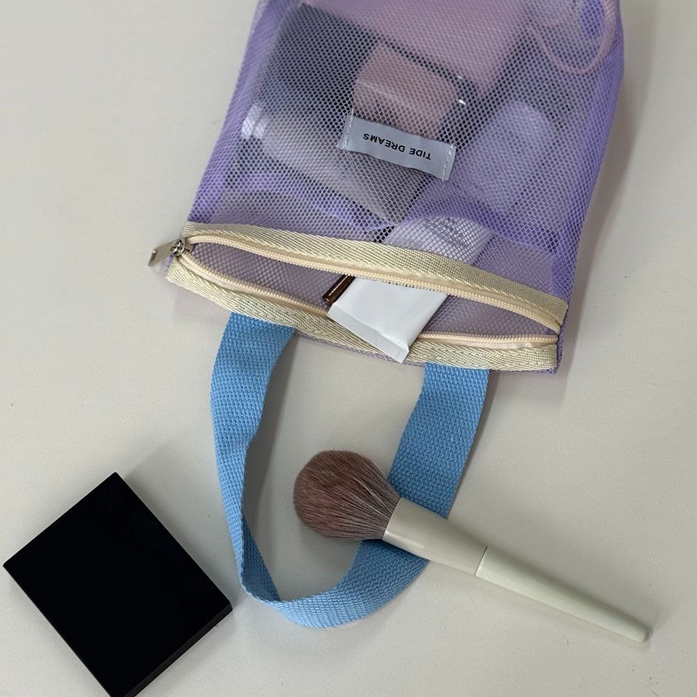 Portable Mesh Toiletry Bag Transparent Makeup Bag Dopamine Beach Bag