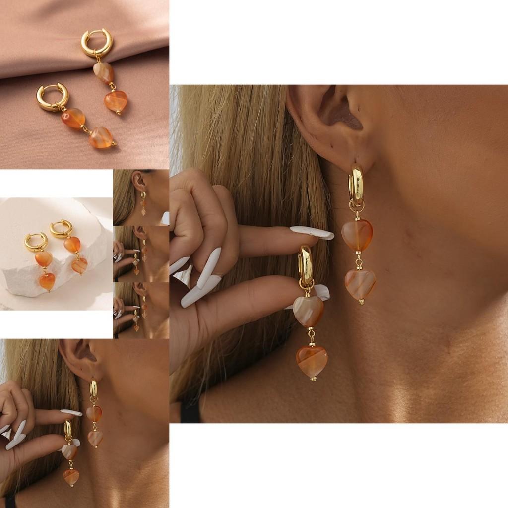 Trendsetting Heart Natural Stone Earrings For Women Perfect Birthday Gift