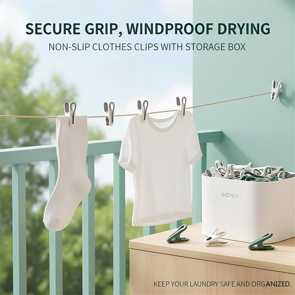 New 12/24/36-Piece Plastic Clothes Pins With Storage Basket Laundry Hanging Pegs For Socks Underwear Household Organization