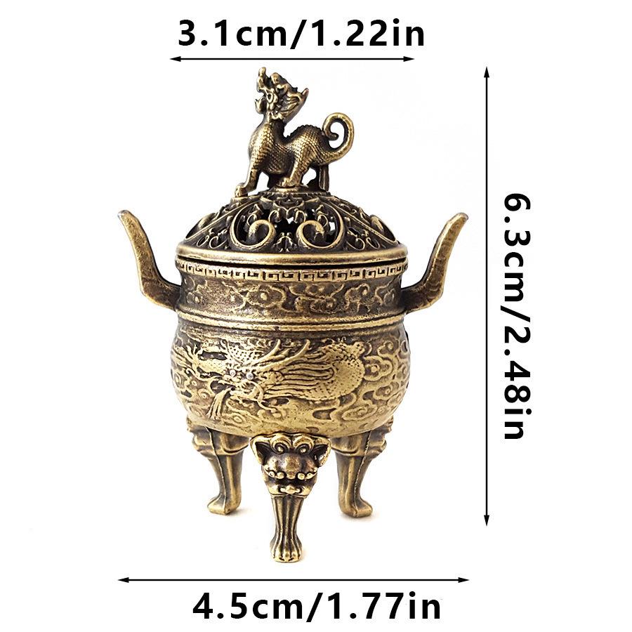 Auspicious Clouds Chinese Alloy Qilin Incense Burner - Ethnic Style Tea Room & Office Decoration Gift