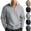 New Arrival Men's Hoodie: Vintage Patchwork Embroidery Half-Zip Oversized Long-Sleeved Top
